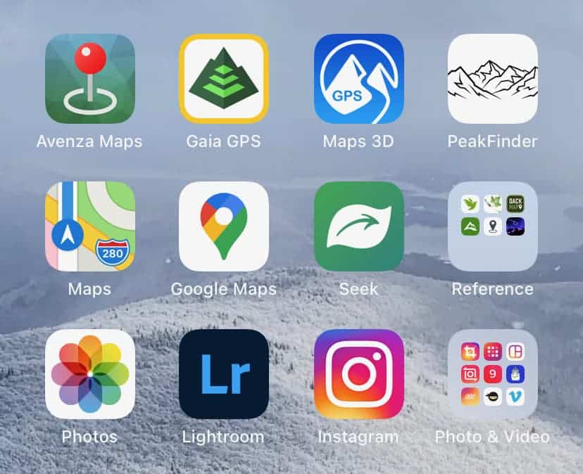 screenshot of best hiking iphone apps
