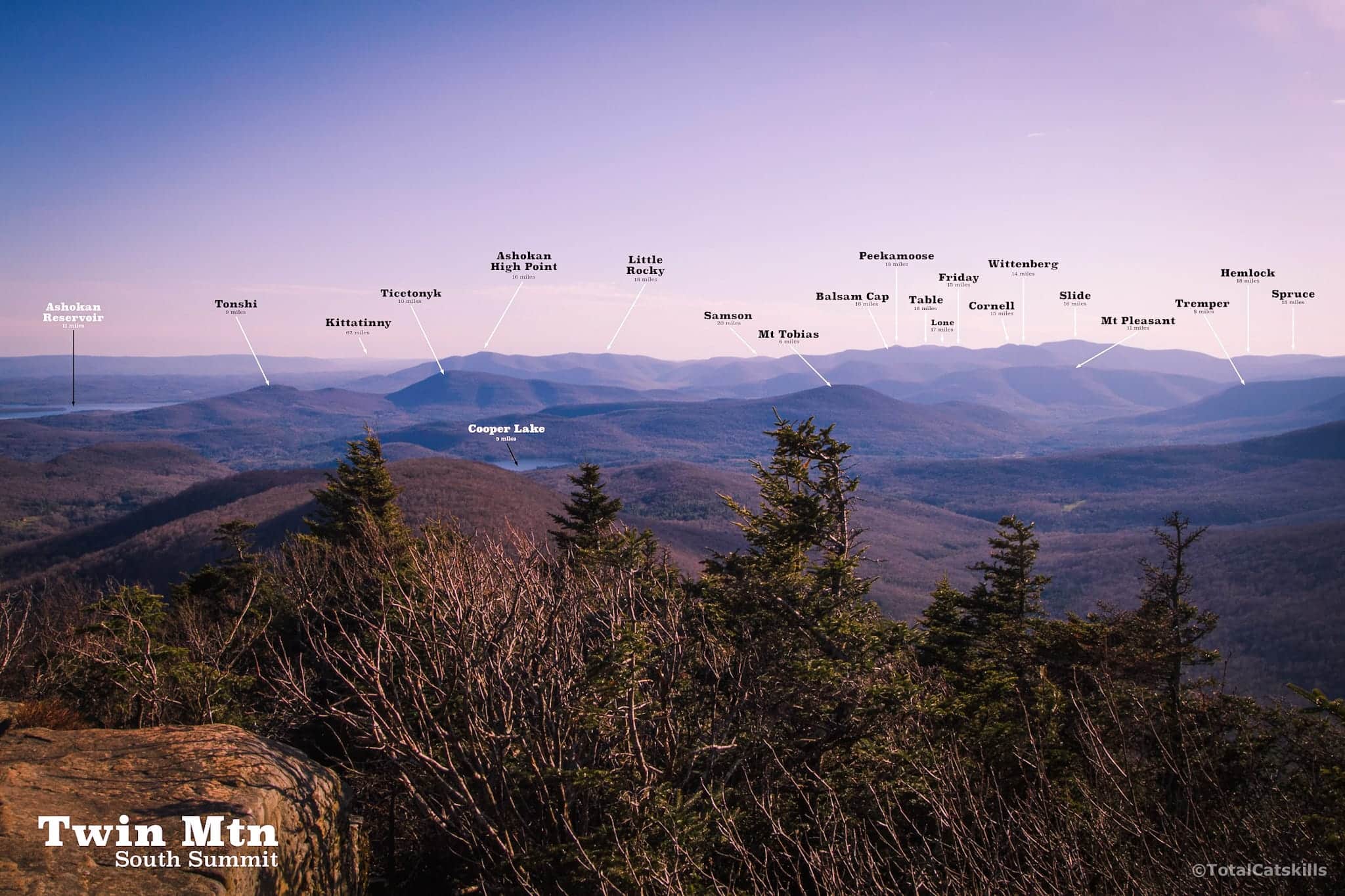 labelled view of catskills from Twin Mountain