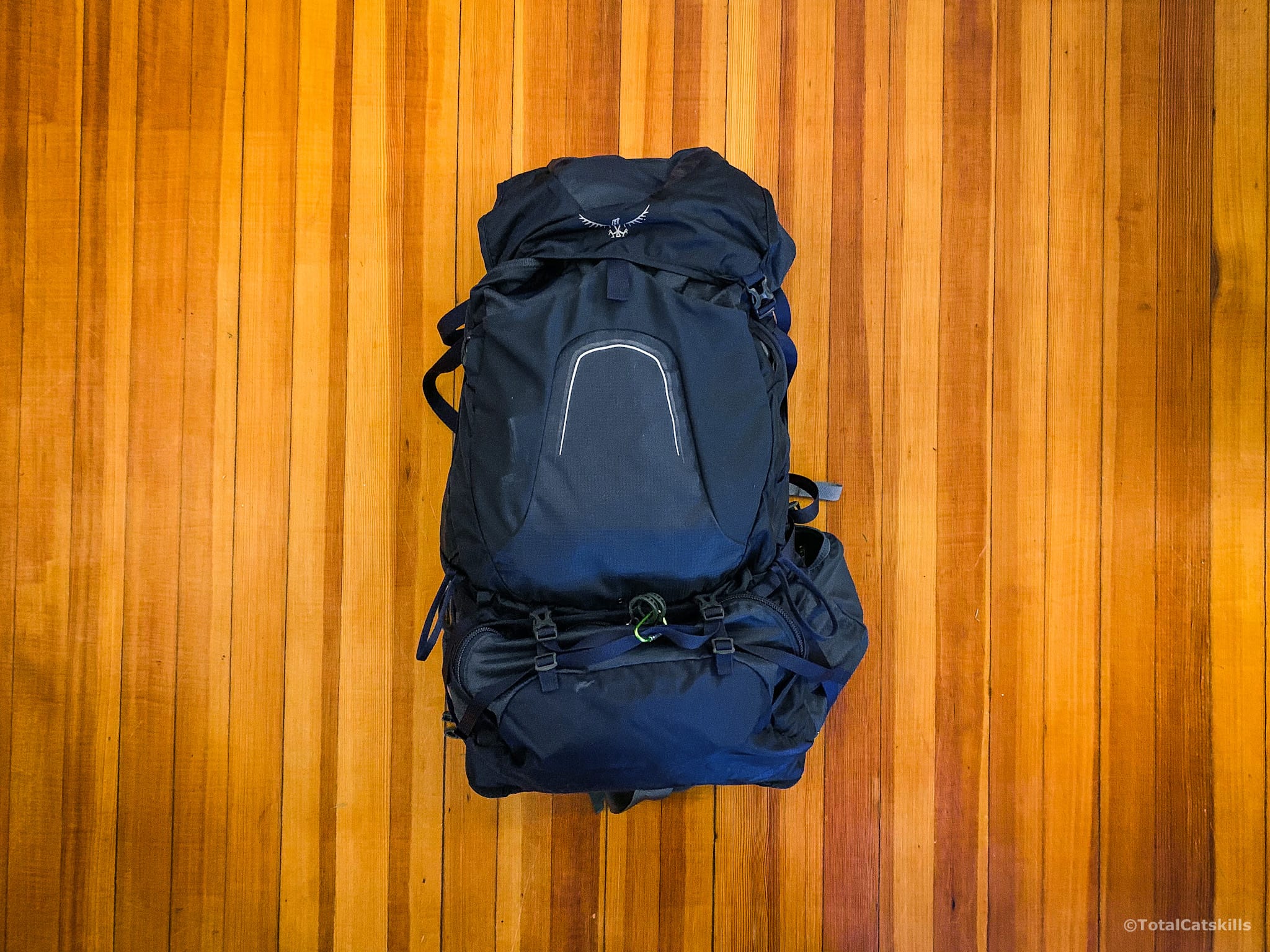 packed backpack, blue
