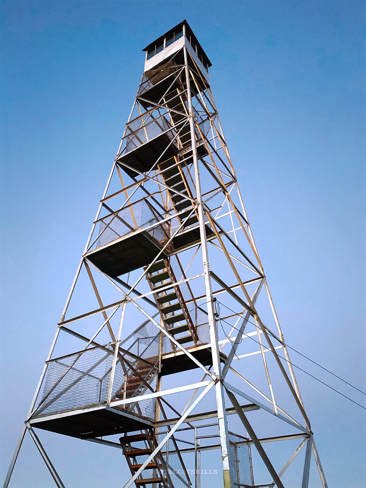 fire tower seen from directly below