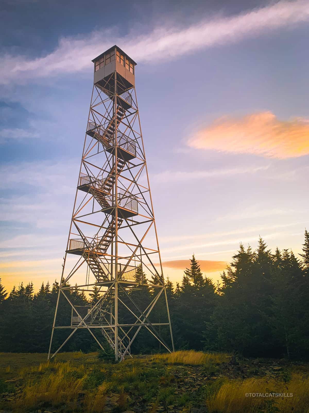 fire tower at dawn