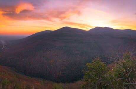 sunset over devil’s path mountain summits