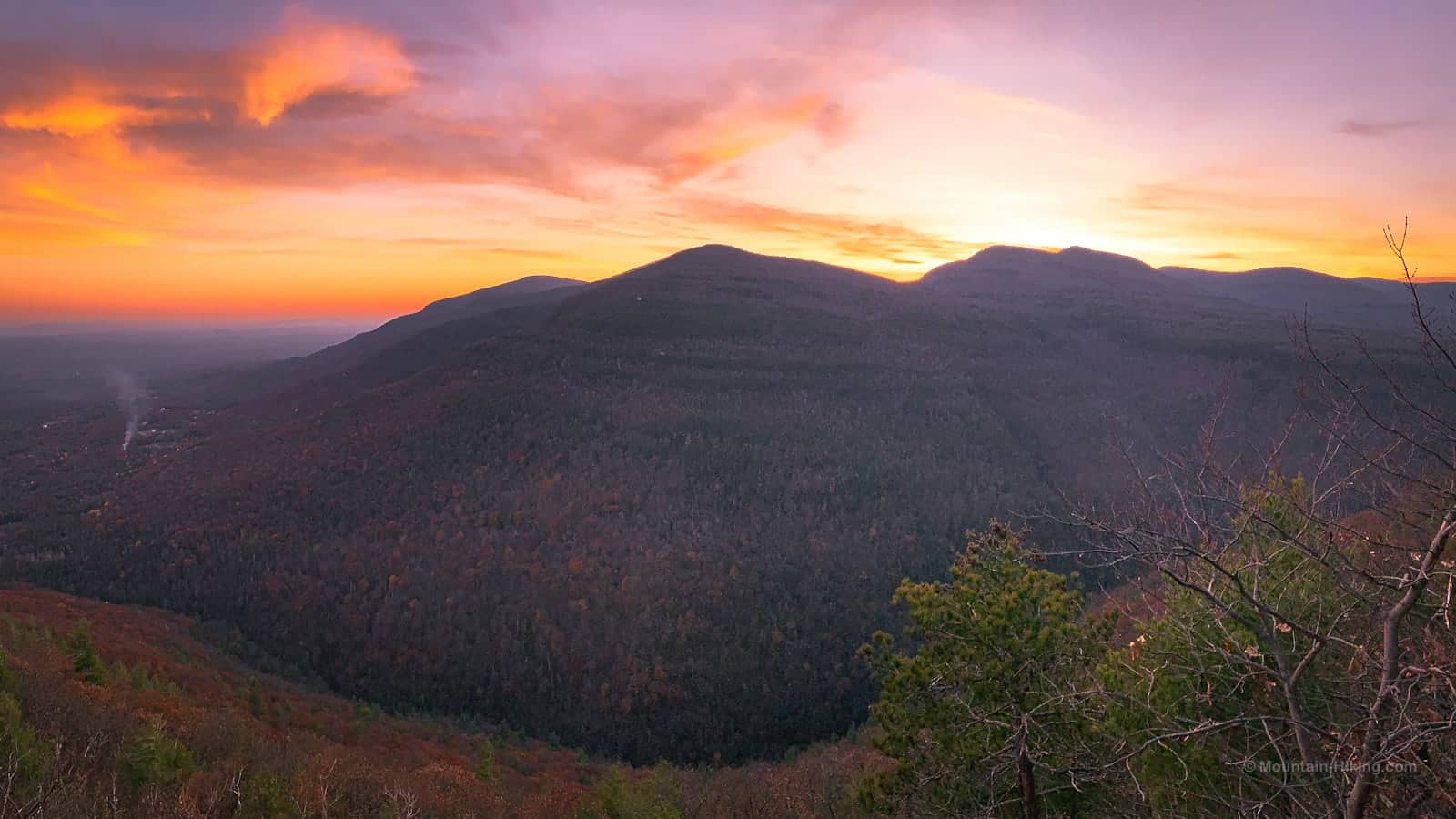 sunset over devil’s path mountain summits