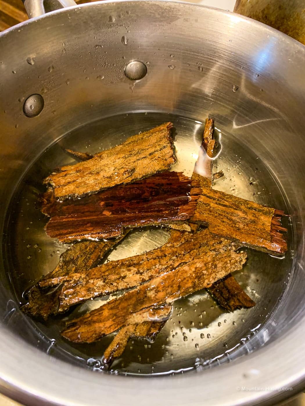 bark boiling in a pot