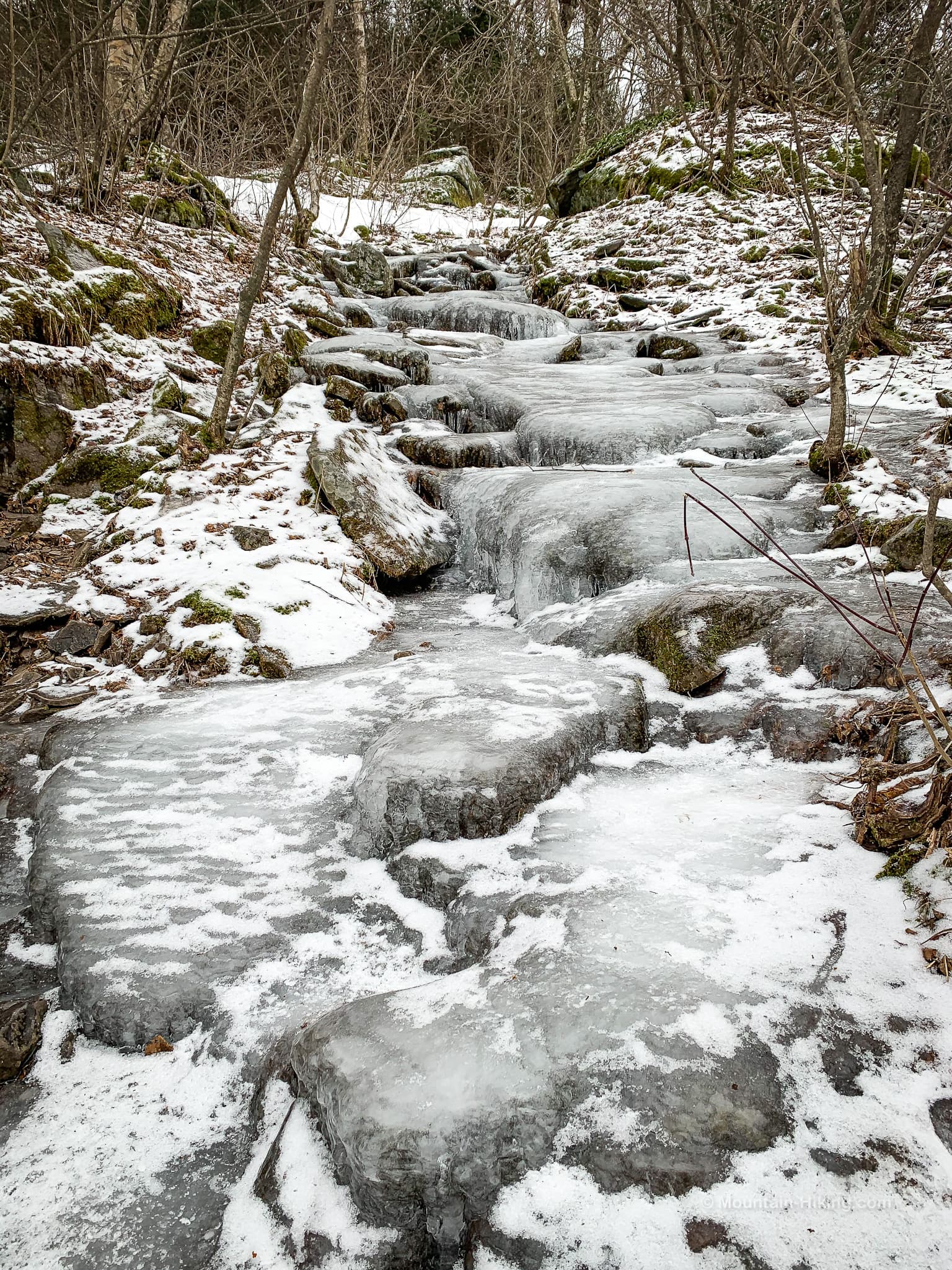 ice flow on mountain trail