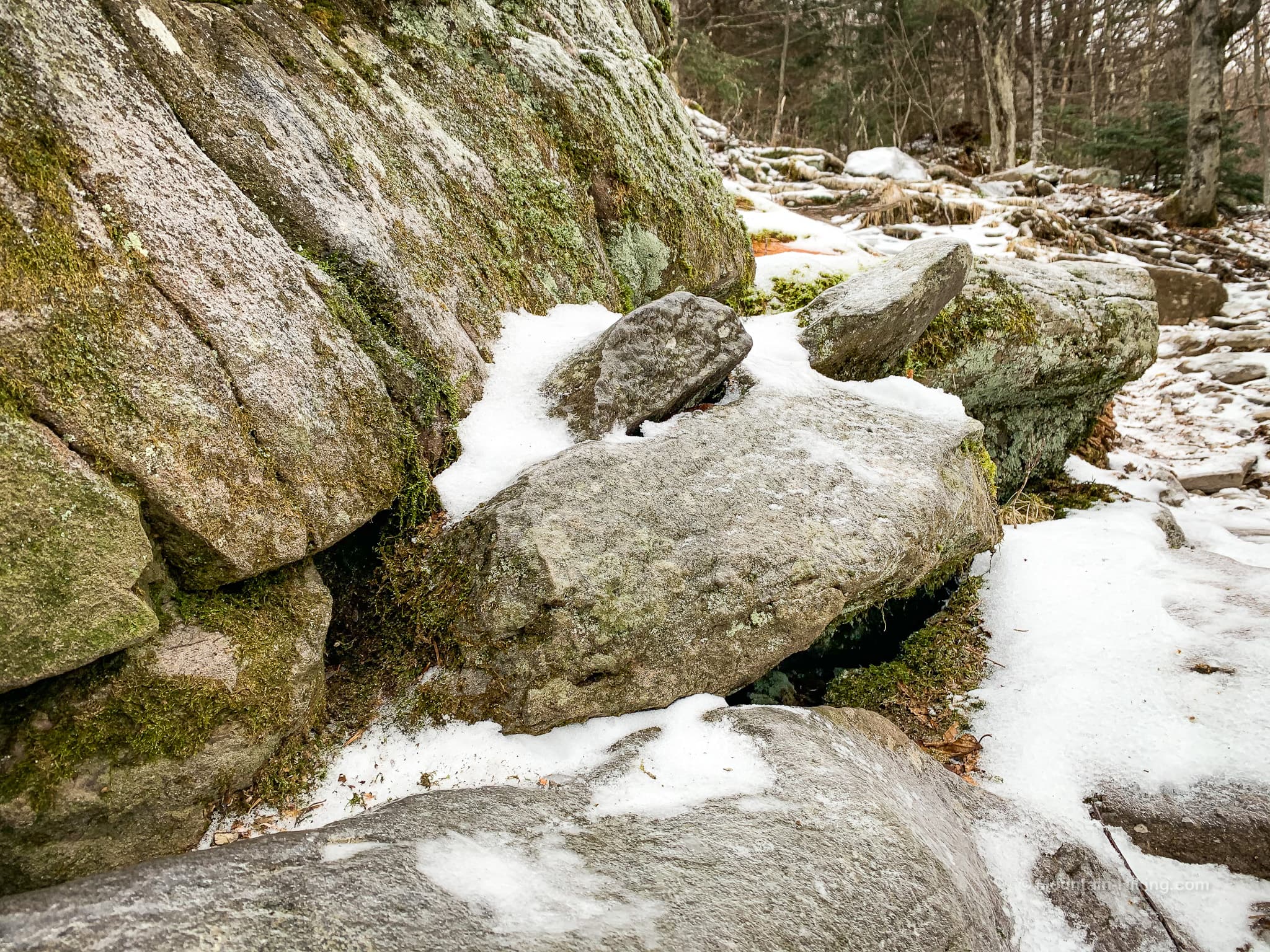 rocks in snow