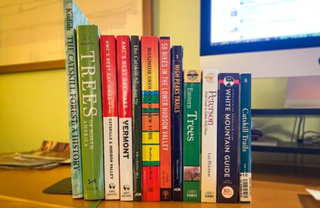 small library of hiking books