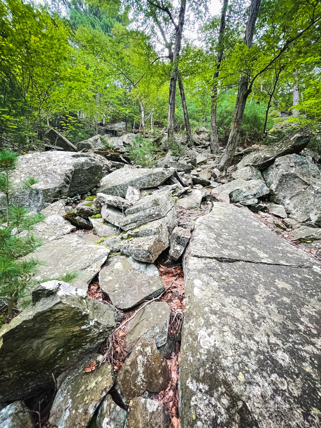 loose rocks on steep ridge