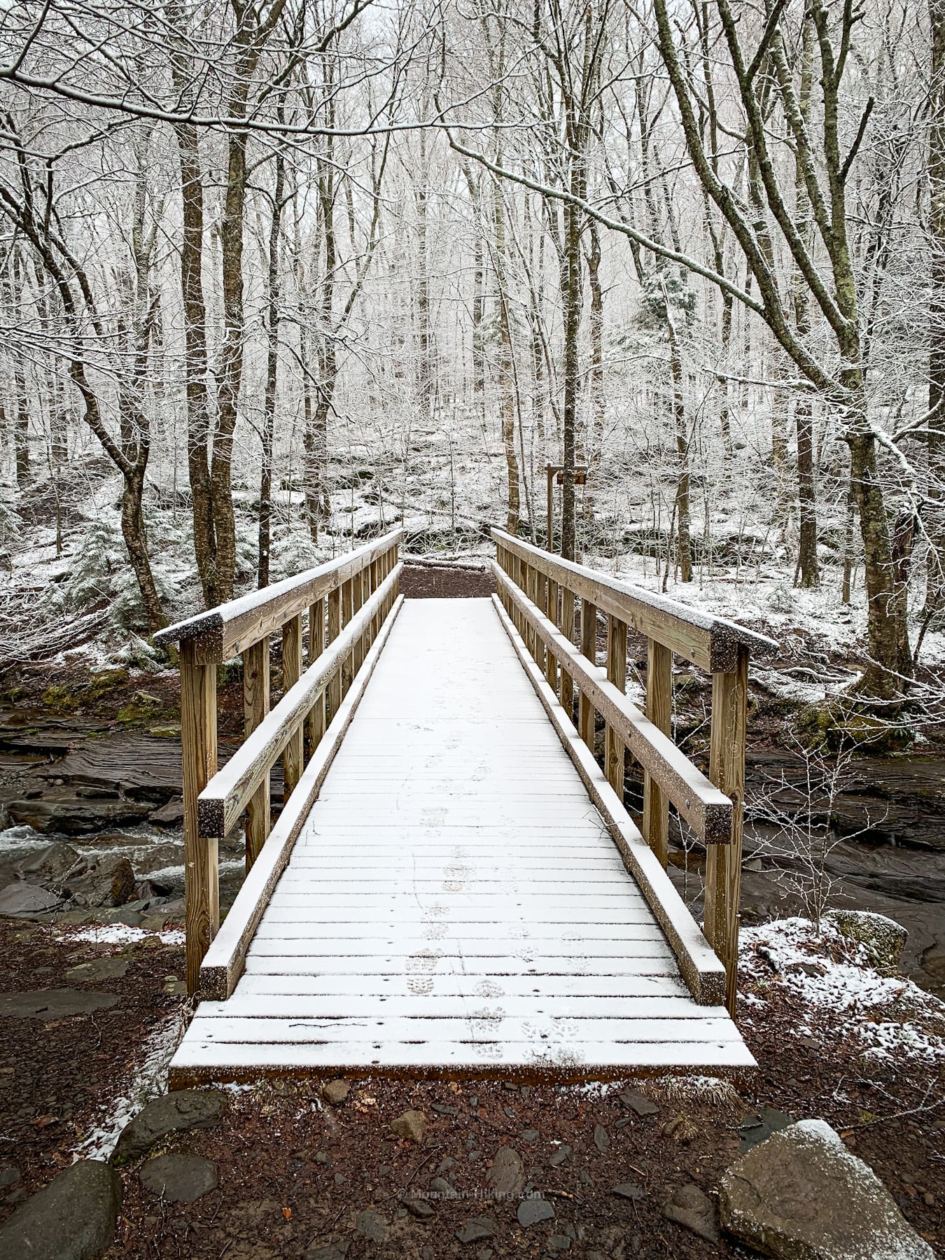 snow-covered footbridge