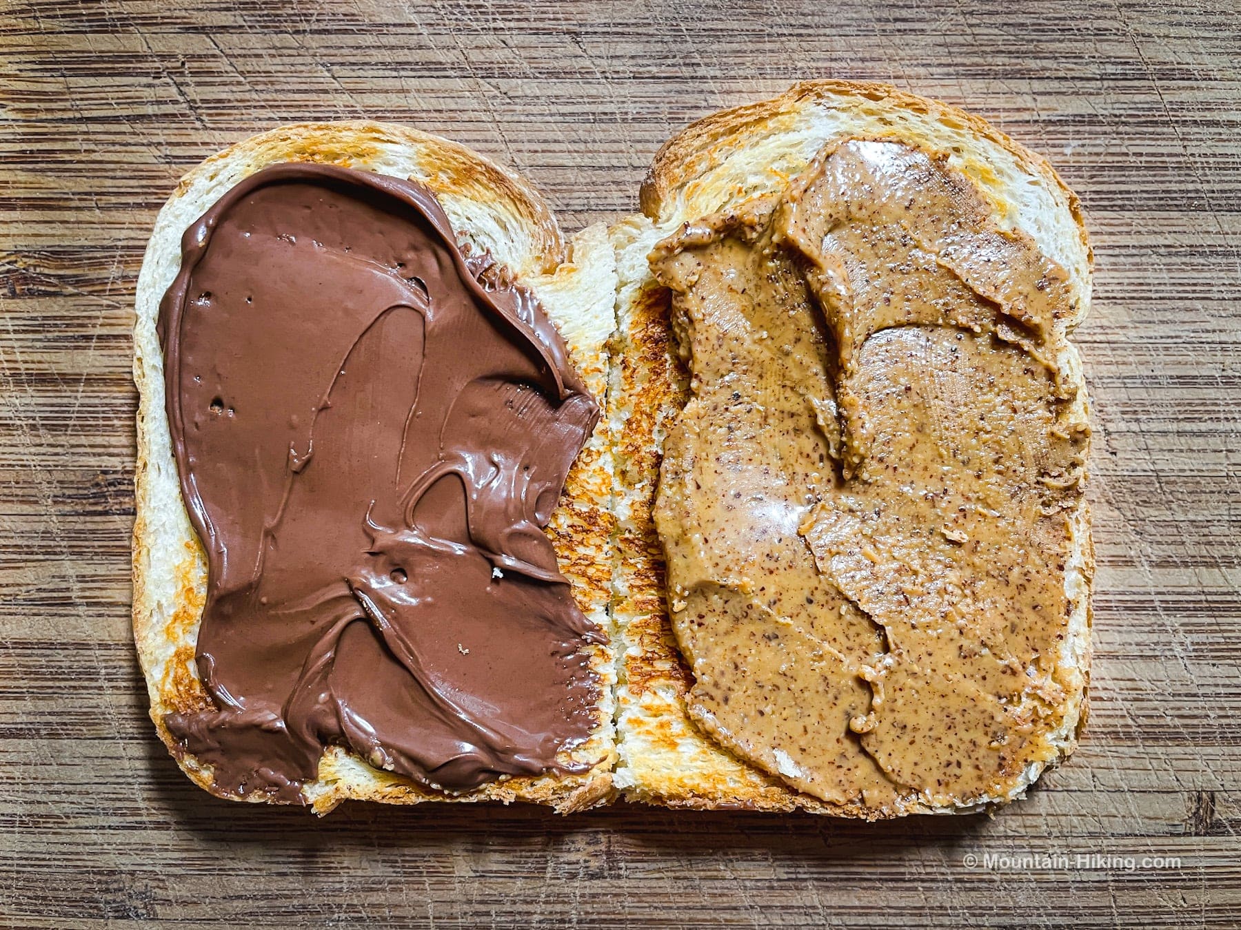 toast with almond butter and Nutella
