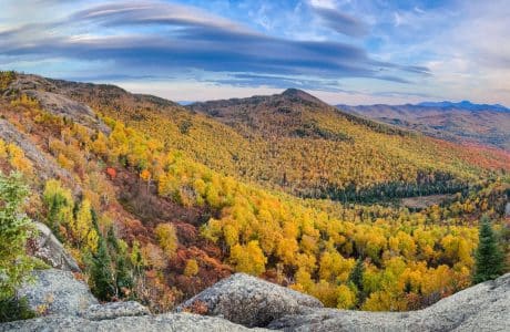 Adirondacks fall foliage valley scene Jay Mountain