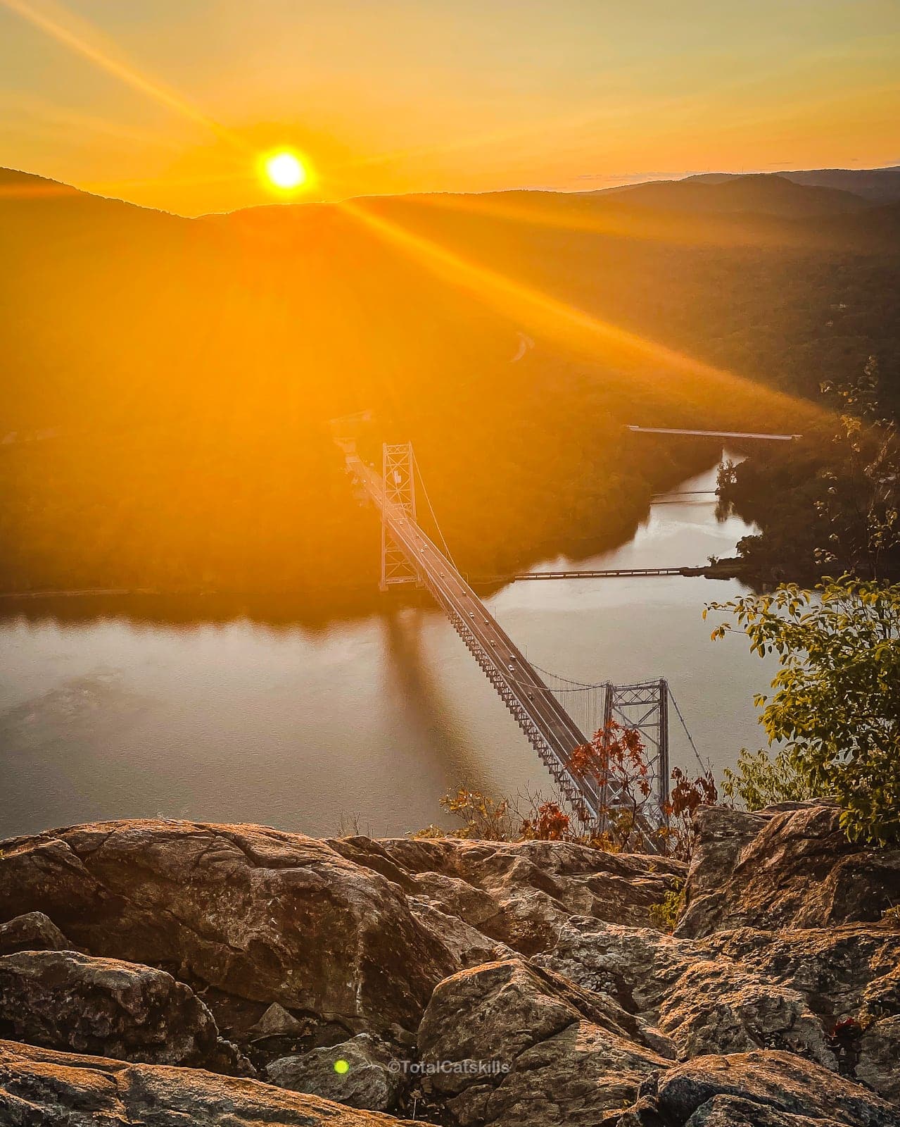 Bear Mountain Bridge at sunset