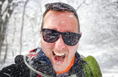 Sean enjoying the benefits of winter hiking