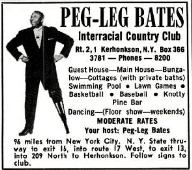 print advertisement for peg-leg bates country club