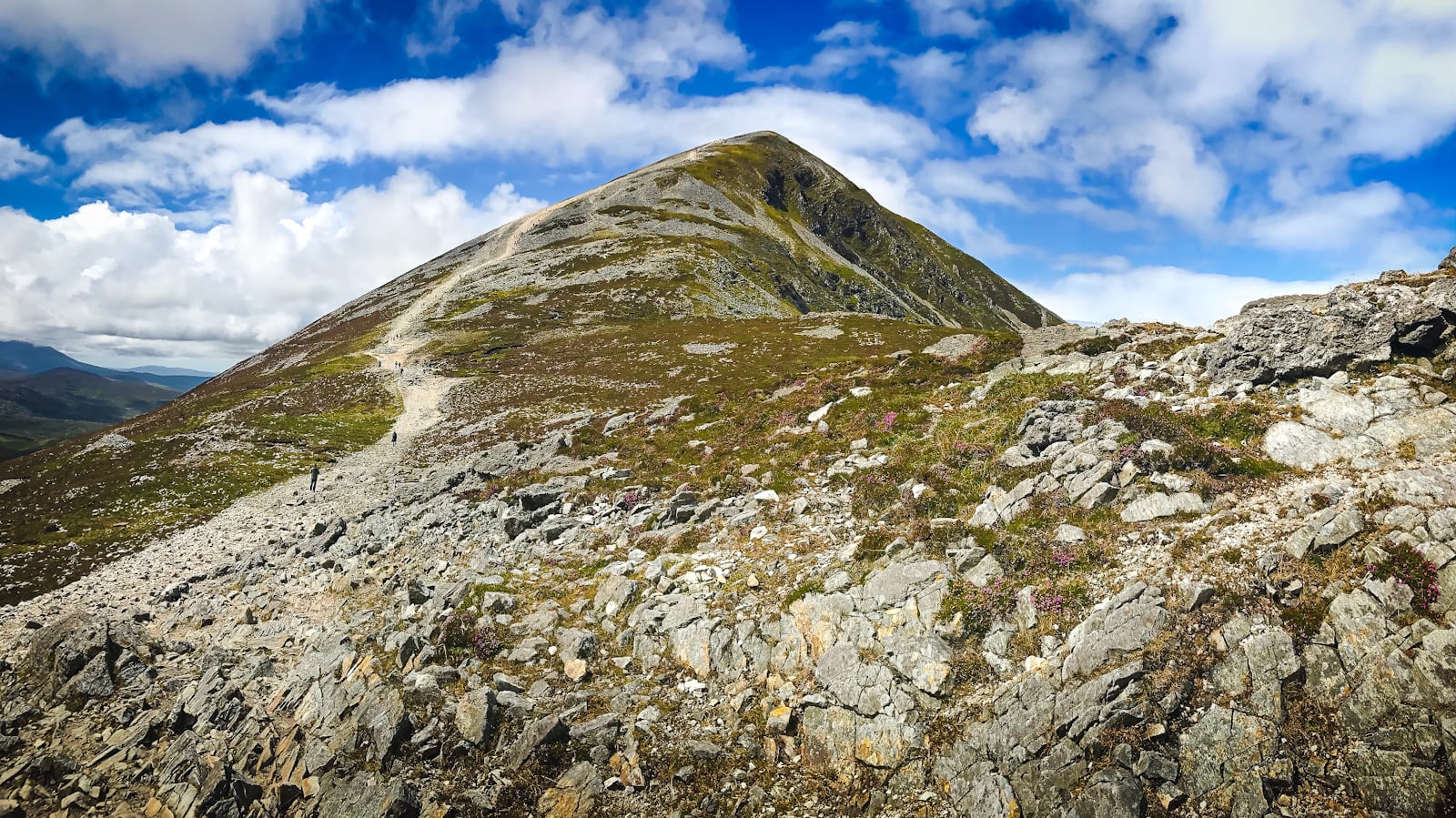 The summit of Croagh Patrick seen from its main hiking trail