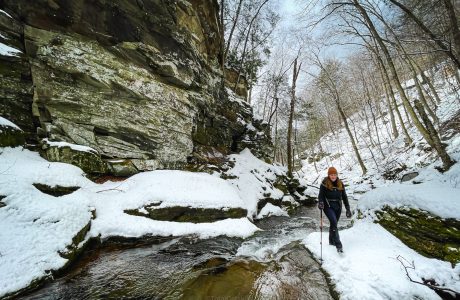 hiker in bear hole brook