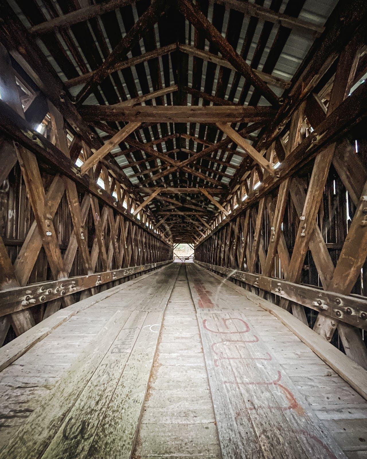 Halls Mills Covered Bridge interior