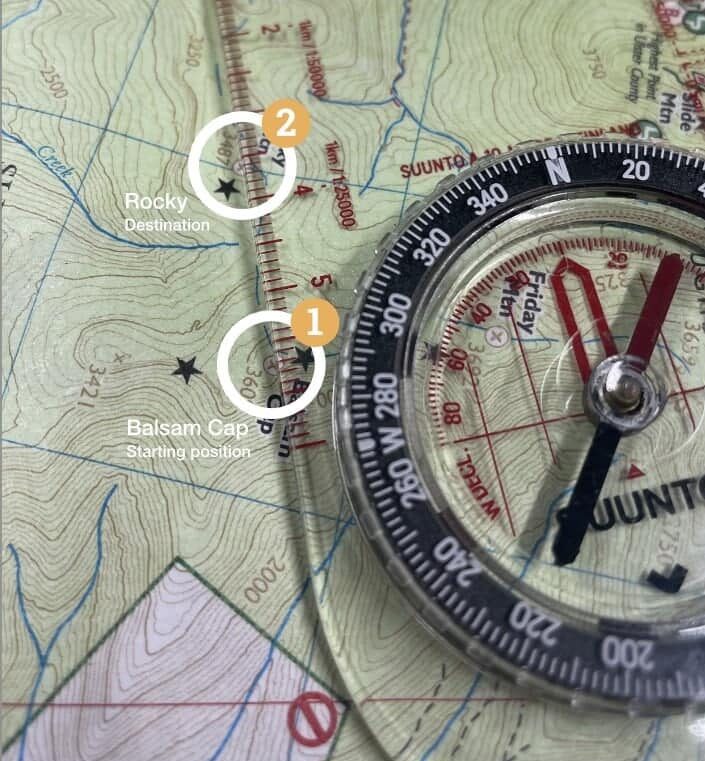 taking a bearing with a compass