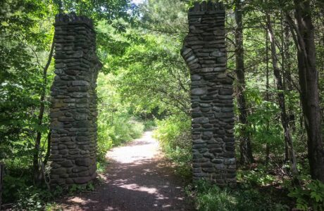 Stone entrance to Becker Hollow Trail