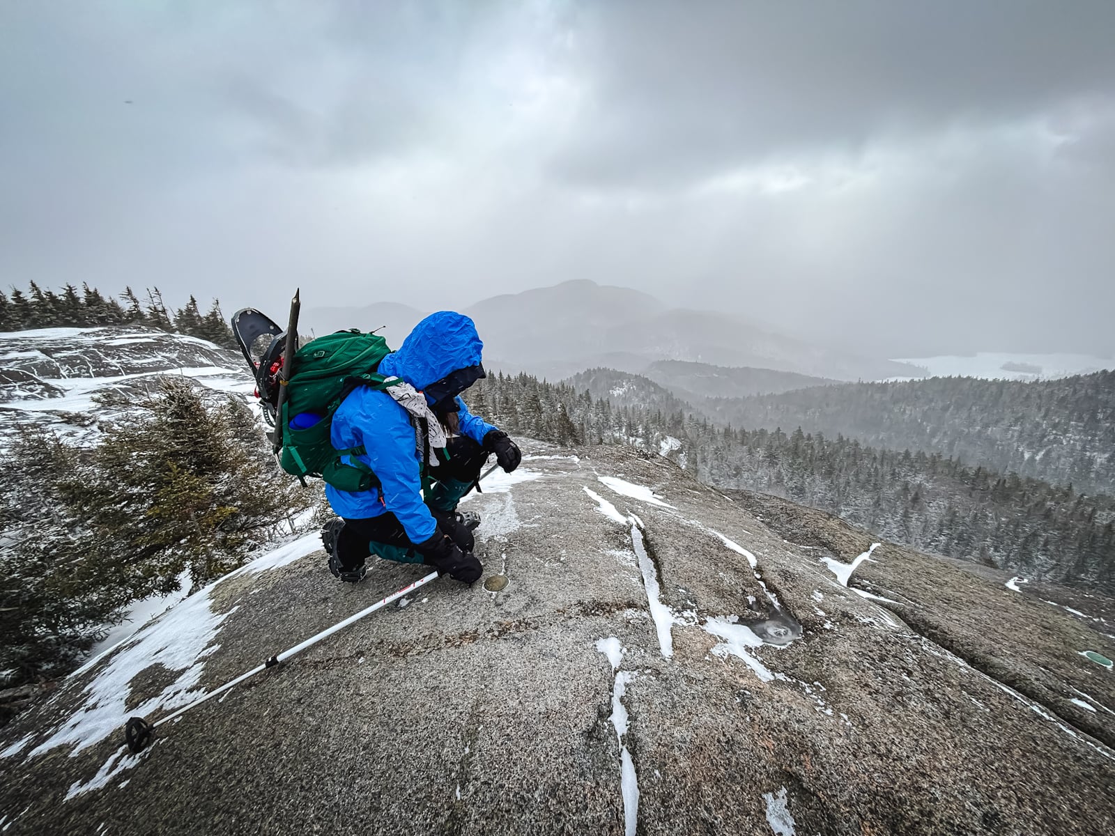 Summit marker on Ampersand Mountain in the Adirondacks