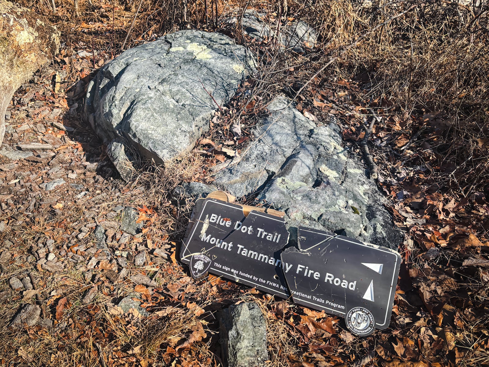 Blue Dot Trail broken signage