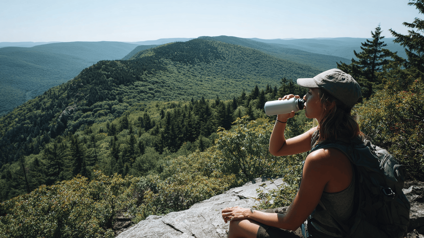 Hiker enjoying the best electrolytes for hiking in the adirondacks 
