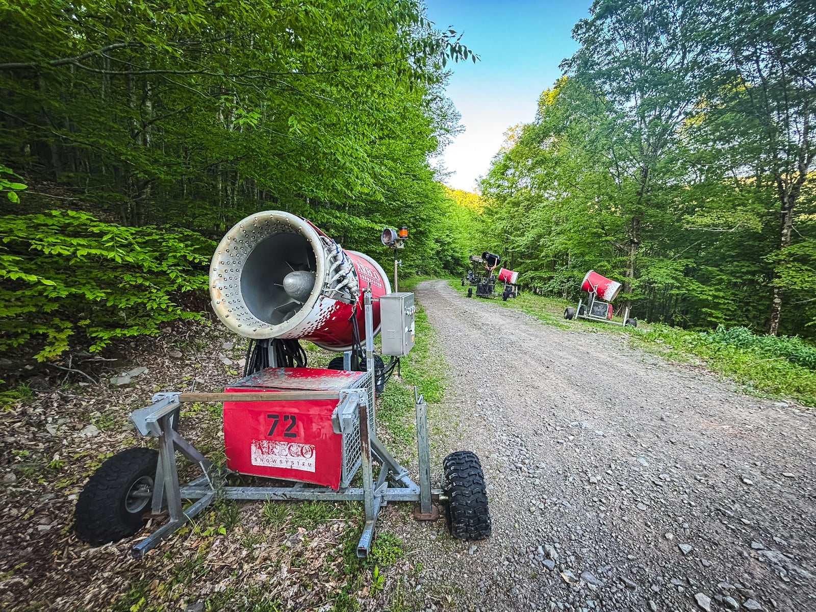 Snow blowers parked for the summer