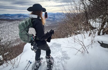 Hiker on Mount Sherrill in the Catskills